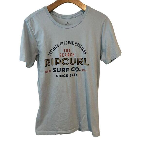 RIP CURL Other - Rip Curl T Shirt Mens Medium Light Blue Letter Graphics Short Sleeve Tee Surf